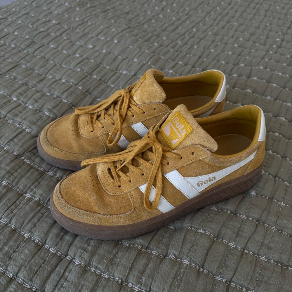 Gola Mustard Yellow Sneakers with White Stripes